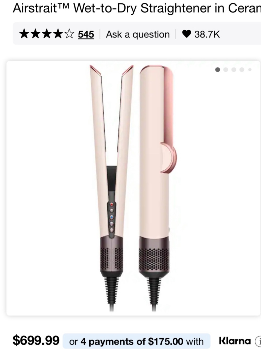 Dyson Ceramic Wet-to-Dry Hair Straightener - Blush Pink and Rose